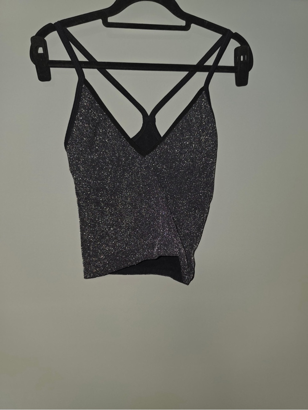 Anthropologie Shimmery Black Strappy V-Neck Camisole